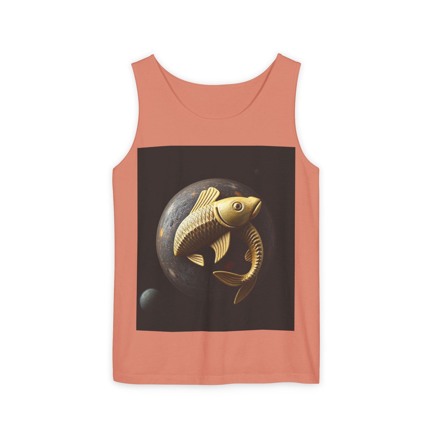Unisex Garment-Dyed, Tank Top, Pisces Design, Space Animal v1, 100% US cotton