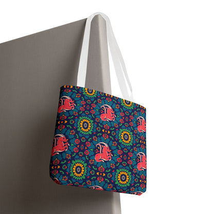 Tote Bag (AOP), Capricorn, Zodiac v1, Flower Pattern