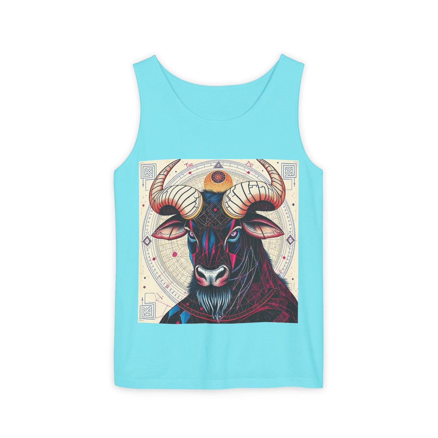 Unisex Garment-Dyed, Tank Top, Taurus Design, Pop Art, 100% US cotton