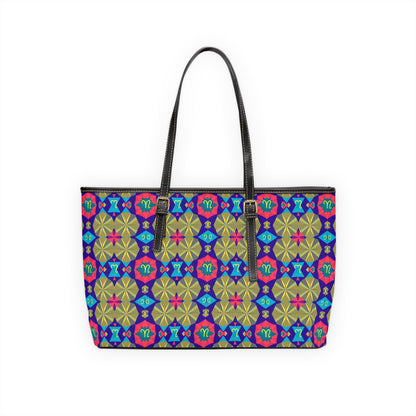 Leather Shoulder Bag, Aquarius, Zodiac v3, Shapes Pattern