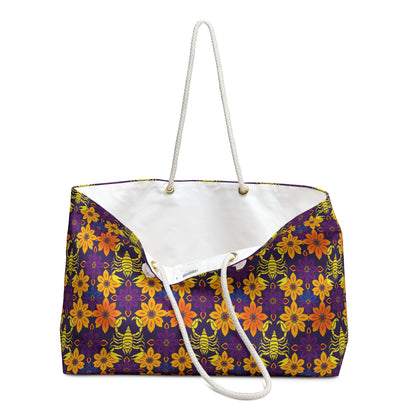 Weekender Bag, Scorpio, Zodiac v3, Flower Pattern