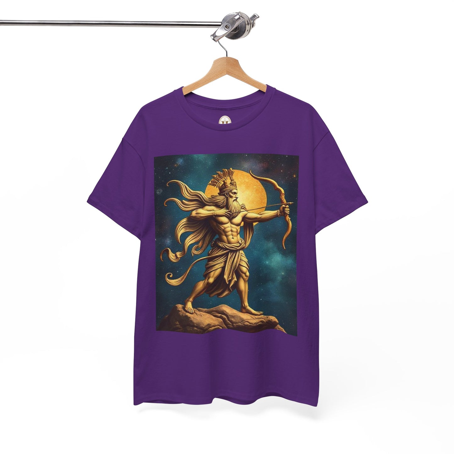 Unisex Heavy Cotton T-Shirt, Midnight Arrow v1, Sagittarius Zodiac Design