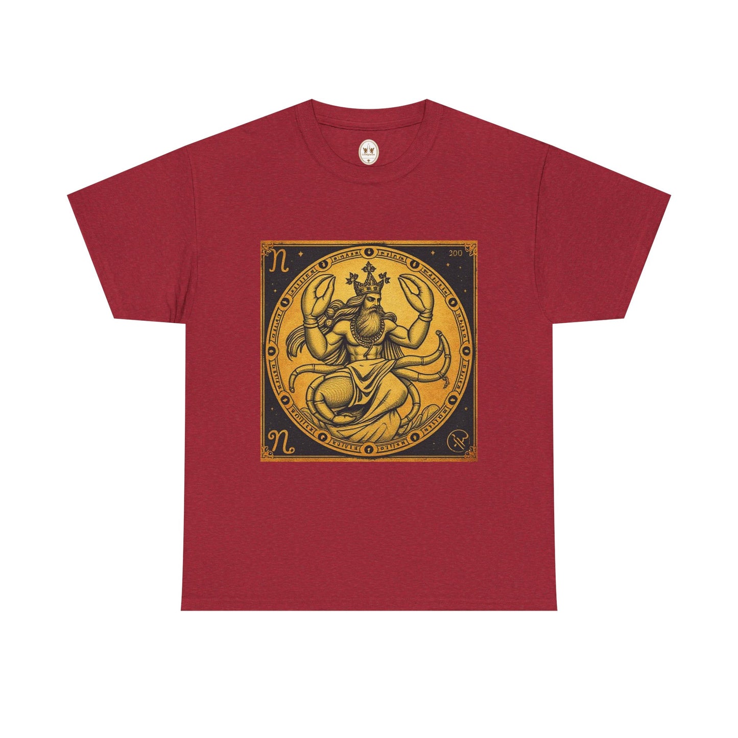 Unisex Heavy Cotton T-Shirt, Crab King v1, Cancer Zodiac Design