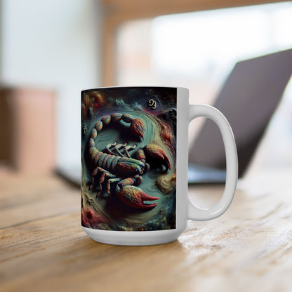 Ceramic Mug, (11oz, 15oz), Ceramic Coffee Mug, Trippy Scorpion, Scorpio Zodiac Design