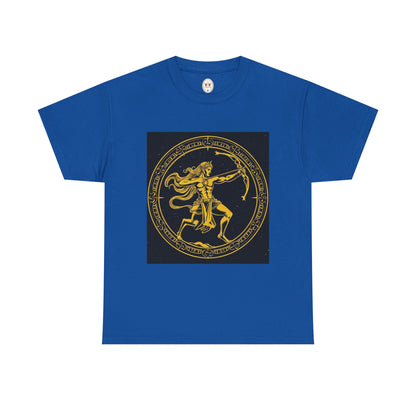 Unisex Heavy Cotton T-Shirt, Mythical Faun/Satyr v1, Sagittarius Zodiac Design