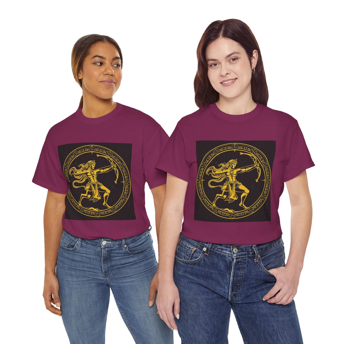 Unisex Heavy Cotton T-Shirt, Mythical Faun/Satyr, Sagittarius Zodiac Design
