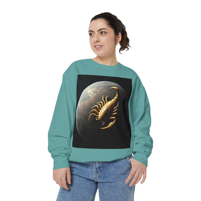 Garment-Dyed Sweatshirt, Unisex, Space Animal Design v1, Scorpio