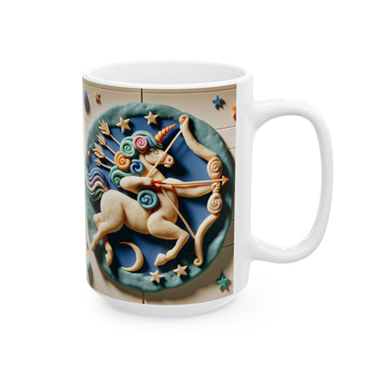 Ceramic Mug, (11oz, 15oz), Ceramic Coffee Mug, Colour Horse, Sagittarius Zodiac Design