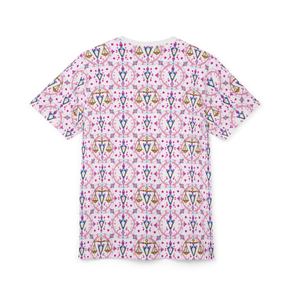Unisex Cut & Sew T-Shirt, (AOP), Libra, Zodiac v4, Jewels Pattern