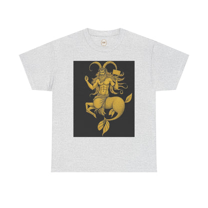 Unisex Heavy Cotton T-Shirt, Capricorn God, Zodiac Design