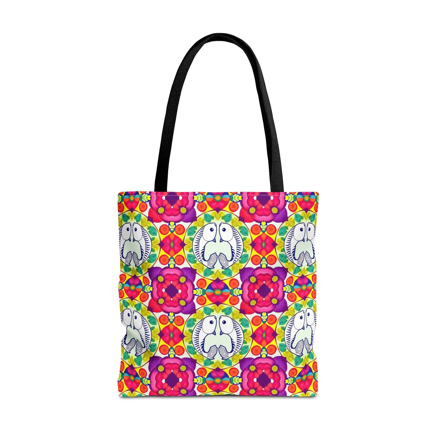 Tote Bag, (AOP), Pisces, Zodiac v4, Flower Pattern