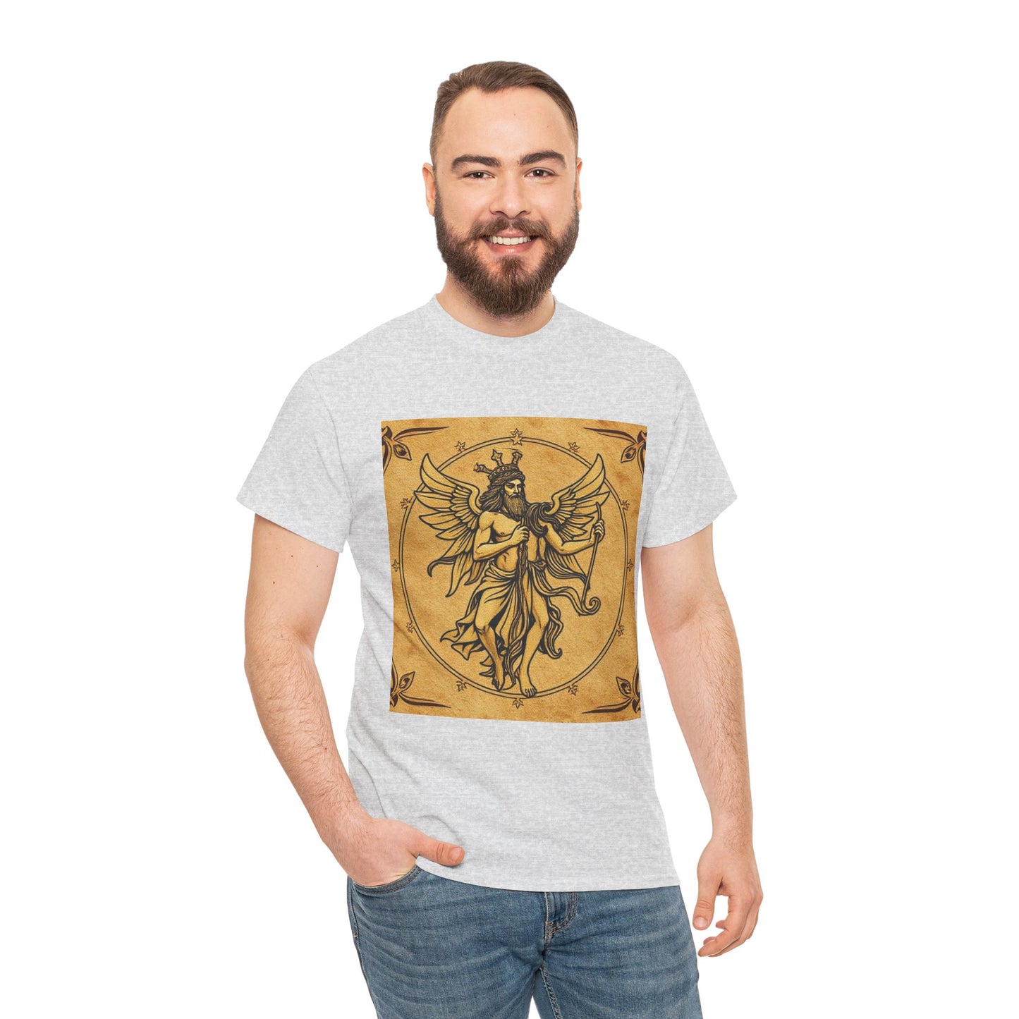Unisex Heavy Cotton T-Shirt, Pencil Art, Gemini Zodiac Design