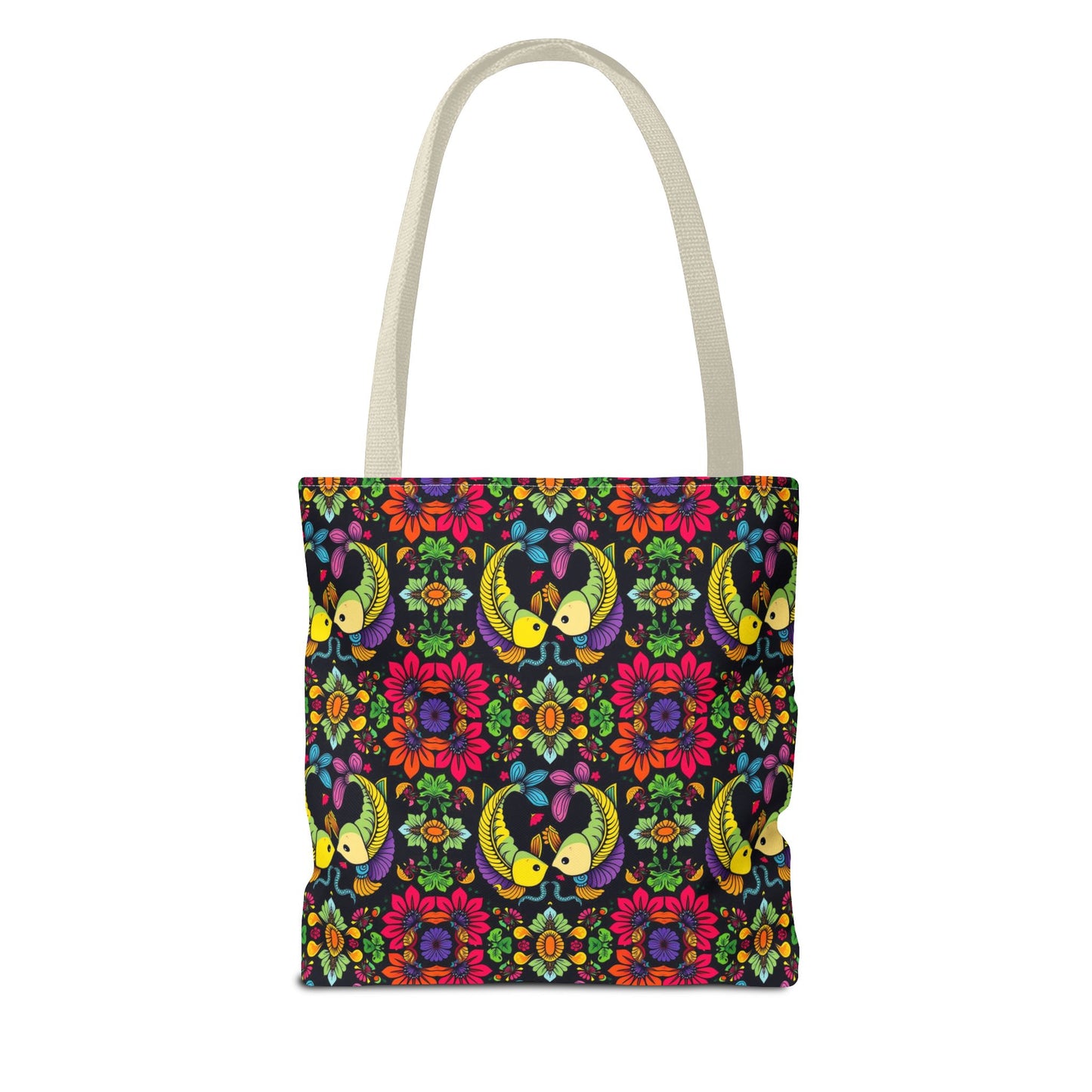 Tote Bag, (AOP), Pisces, Zodiac, Flower Pattern