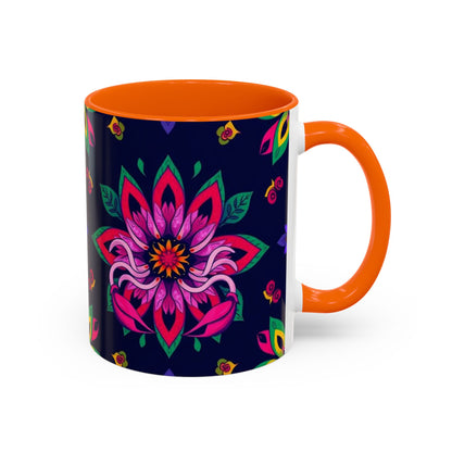 Accent Coffee Mug, Scorpio, Zodiac v4. Flower Pattern, (11, 15oz)