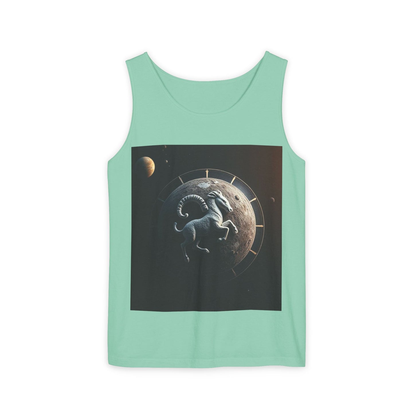 Unisex Garment-Dyed, Tank Top, Aries Design, Planet Animal, 100% Ringspun US cotton