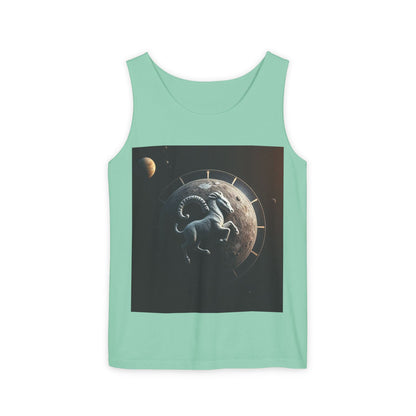 Unisex Garment-Dyed, Tank Top, Aries Design, Planet Animal, 100% Ringspun US cotton