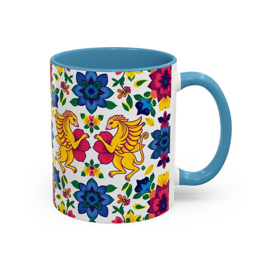 Accent Coffee Mug, Gemini, Zodiac, Flower Pattern, (11, 15oz)