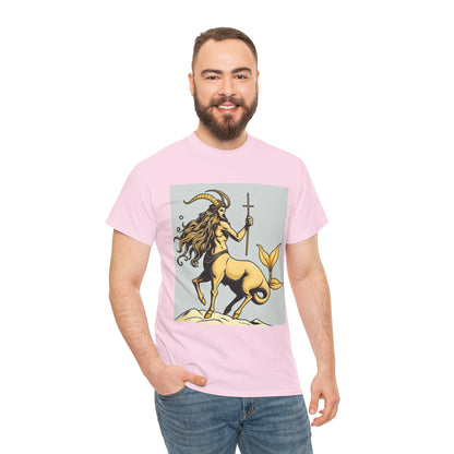 Unisex Heavy Cotton T-Shirt, Capricorn God v2, Zodiac Design