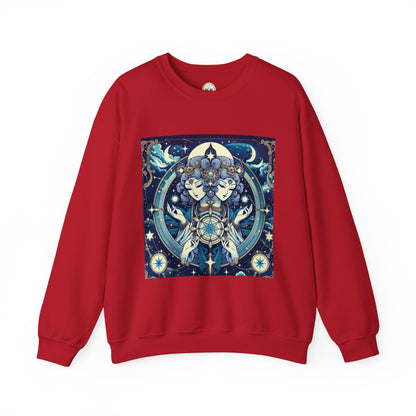Unisex Heavy Blend™ Crewneck Sweatshirt,Twin Body, Gemini Zodiac Design