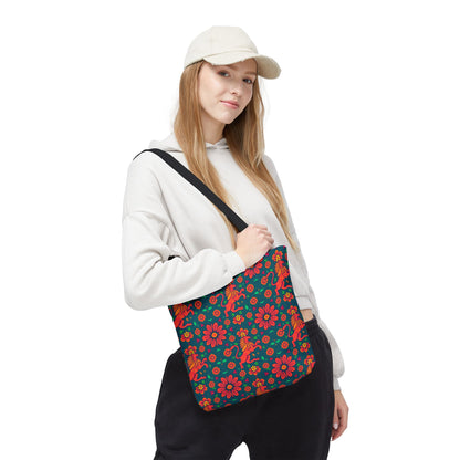 Tote Bag, (AOP), Leo, Zodiac v4, Flower Pattern