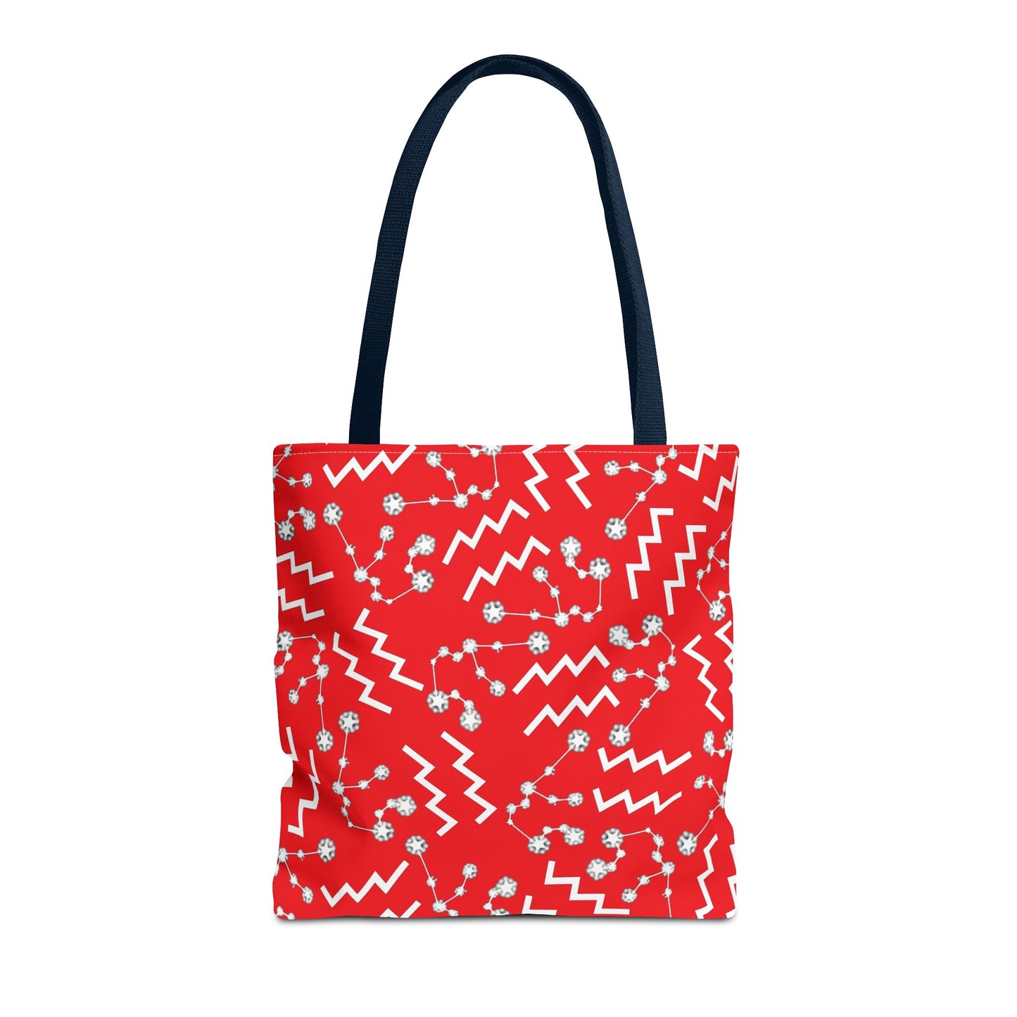 Tote Bag, Aquarius Zodiac Sign, AOP, (Red, White)