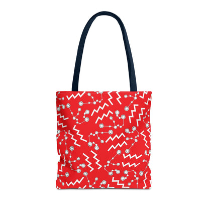 Tote Bag, Aquarius Zodiac Sign, AOP, (Red, White)