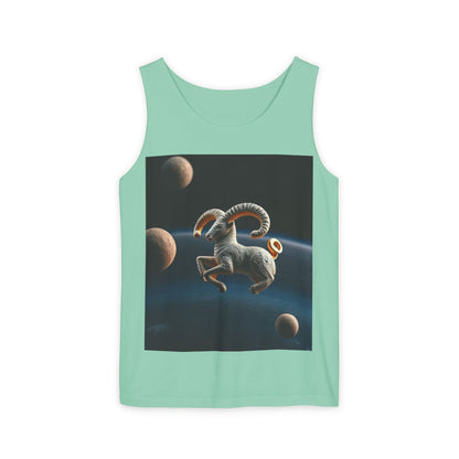 Unisex Garment-Dyed, Tank Top, Aries Design, Planet Animal v1, 100% US cotton