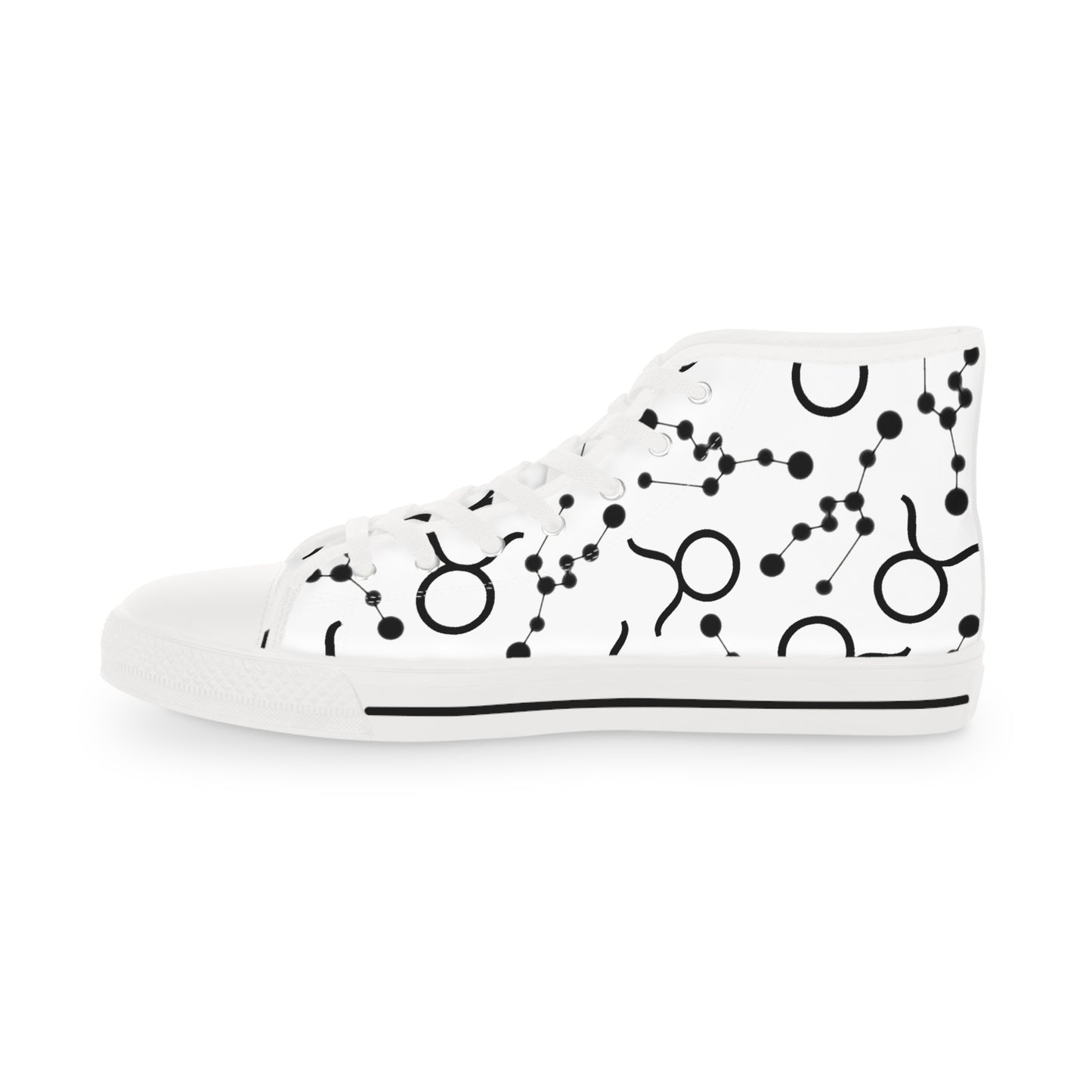Men's High Top Sneakers, Breathable polyester canvas, Taurus Zodiac Design