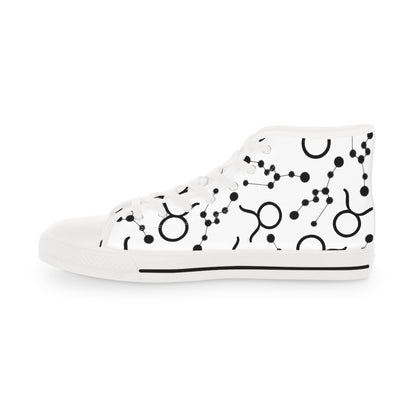 Men's High Top Sneakers, Breathable polyester canvas, Taurus Zodiac Design