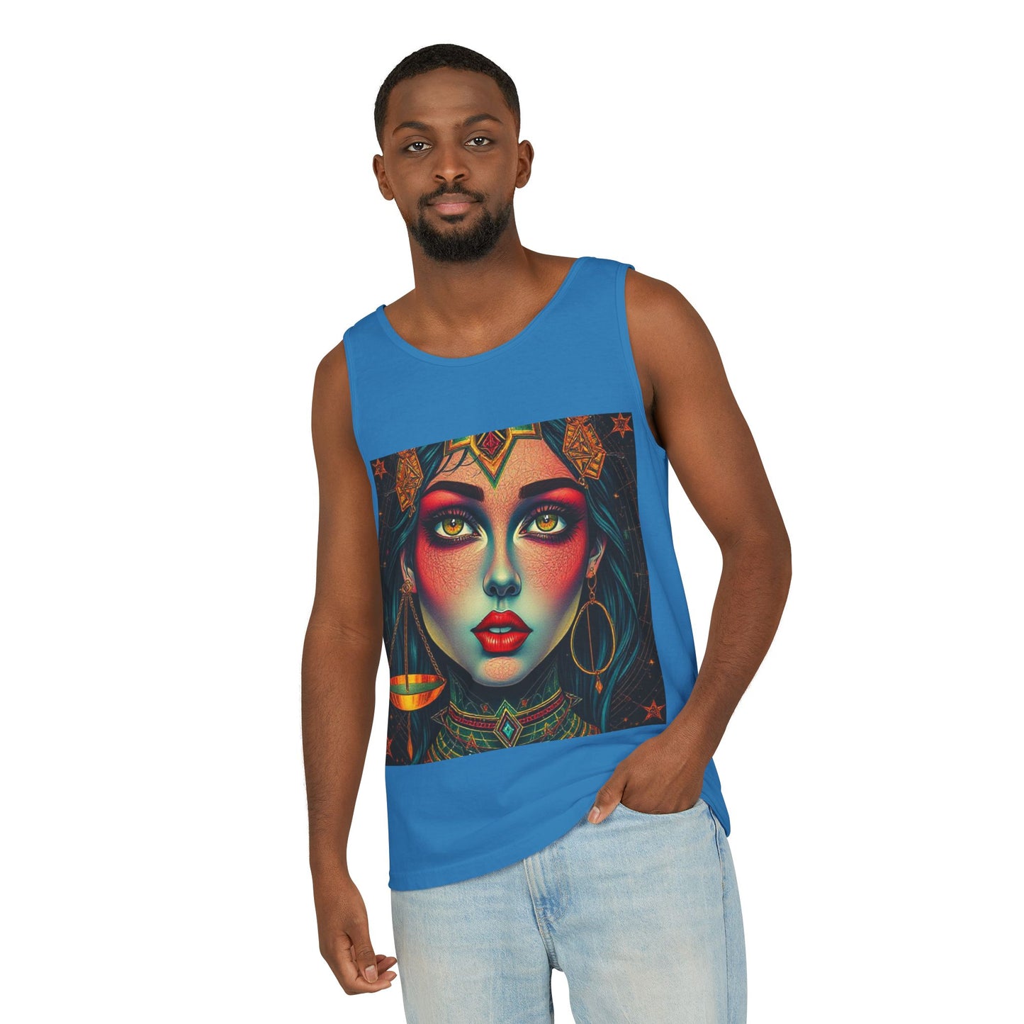 Unisex Garment-Dyed, Tank Top, Libra Design, Pop Art, 100% US cotton