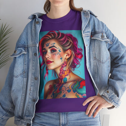 Unisex Heavy Cotton T-Shirt, Pisces, Zodiac v3, Sexy Art