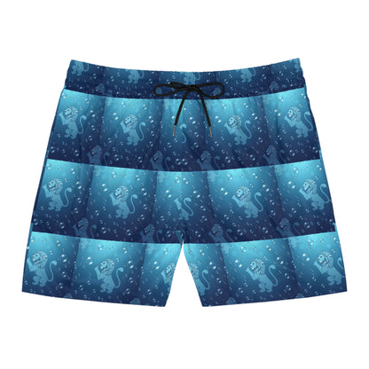 Men's Mid-Length Swim Shorts, (AOP), Leo, Zodiac v1, Bubble Pattern