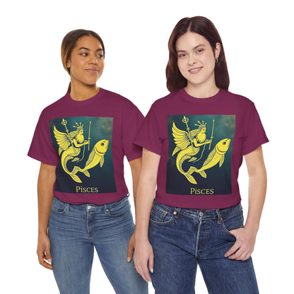 Unisex Heavy Cotton T-Shirt, Pisces Queen, Zodiac Design