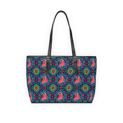Leather Shoulder Bag, Capricorn, Zodiac v1, Flower Pattern
