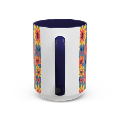 Accent Coffee Mug, Cancer, Zodiac v1, Flower Pattern, (11, 15oz)