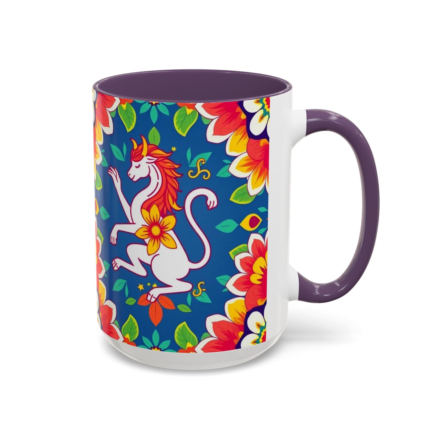 Accent Coffee Mug, Virgo, Zodiac v3. Flower Pattern, (11, 15oz)