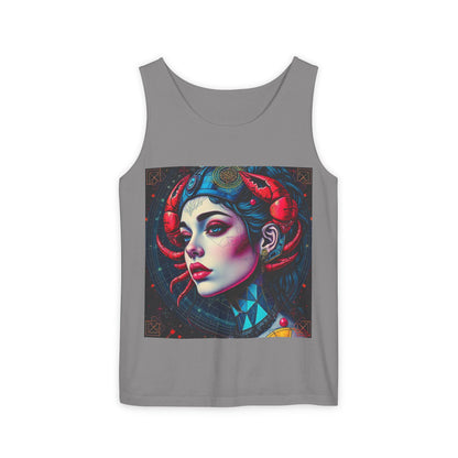Unisex Garment-Dyed, Tank Top, Cancer, Pop Art v1, 100% US cotton