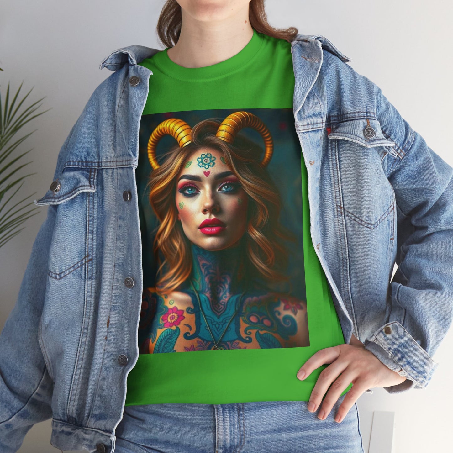 Unisex Heavy Cotton T-Shirt, Capricorn, Zodiac v1, Sexy Art
