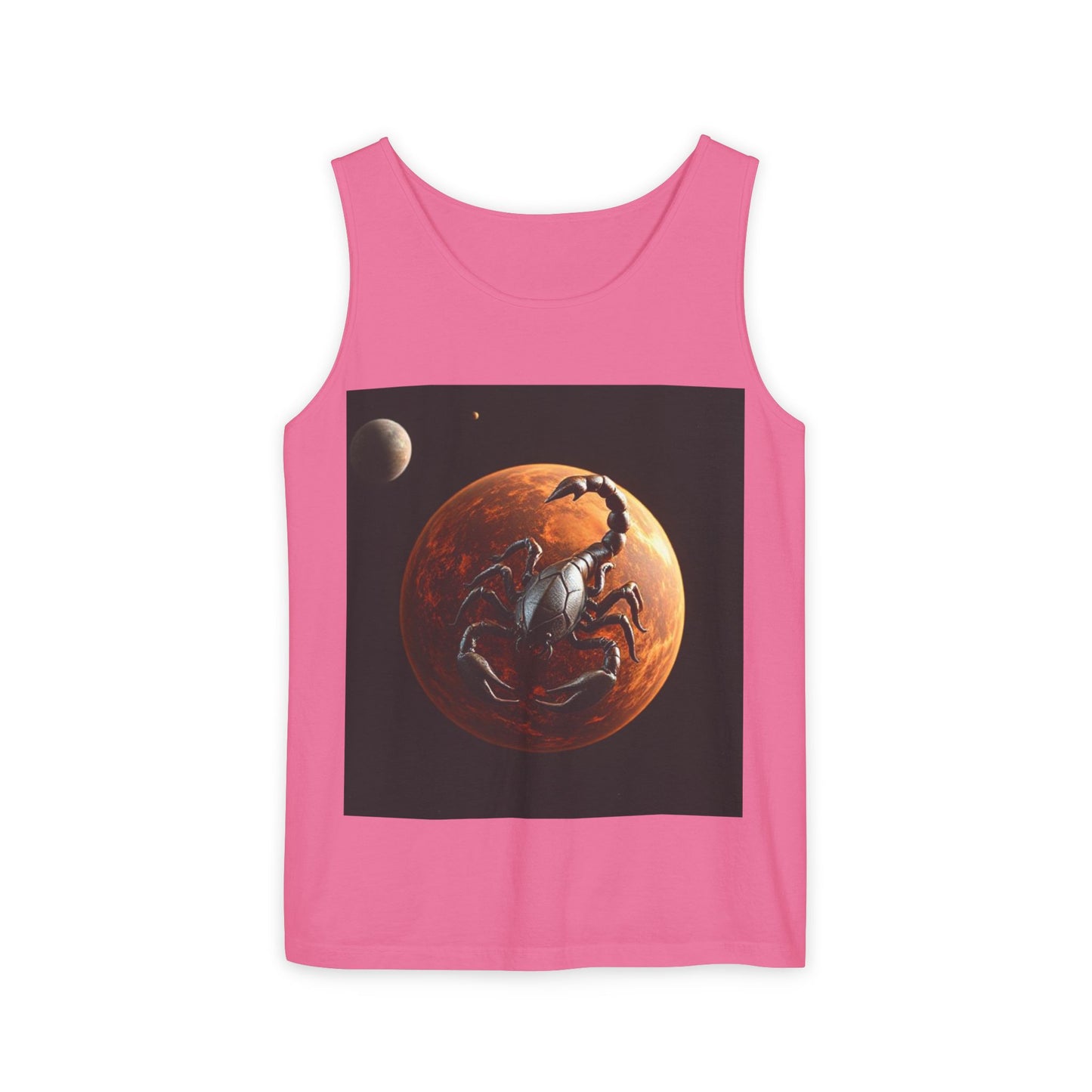 Unisex Garment-Dyed, Tank Top, Scorpio Design, Planet Symbol, 100% US cotton