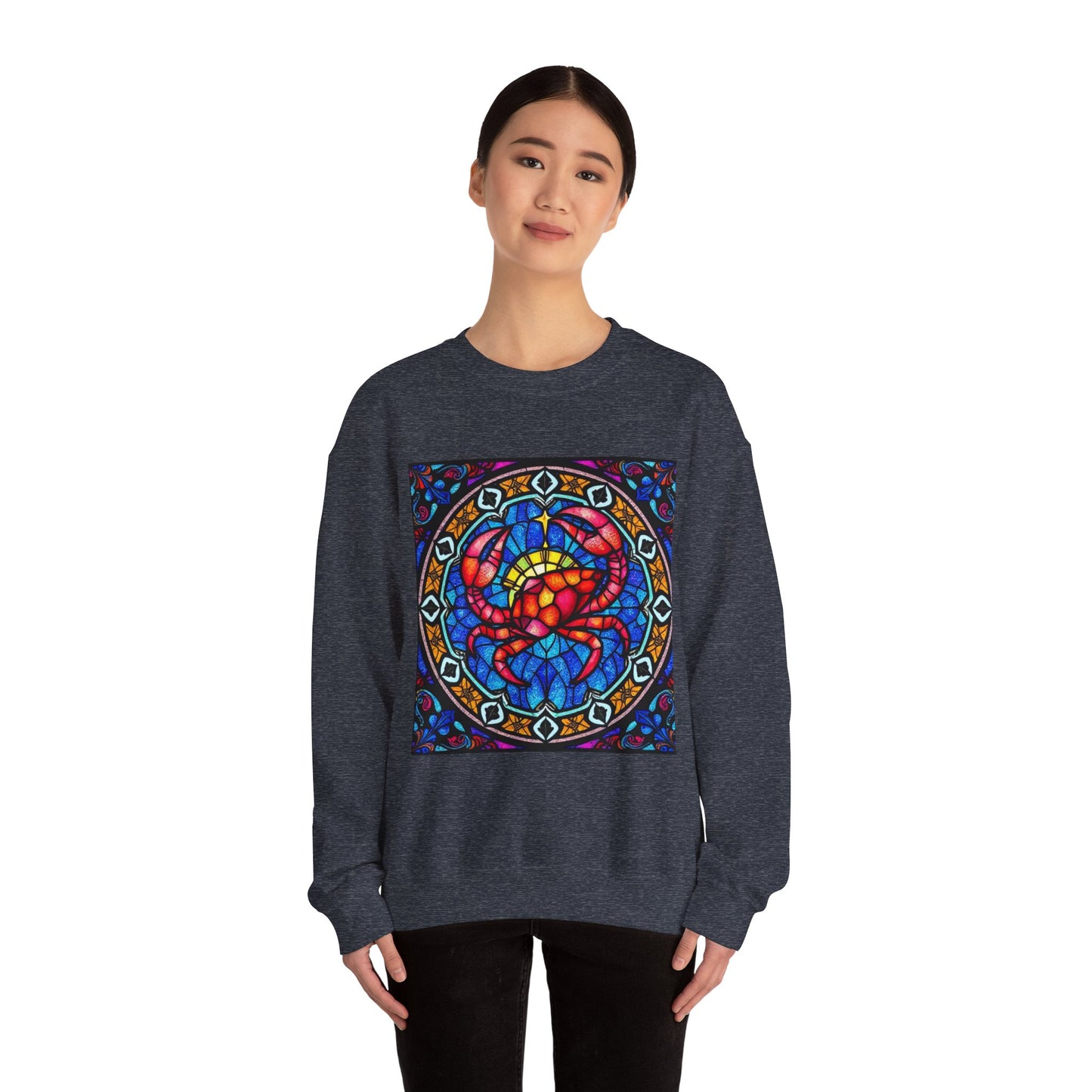 Unisex Heavy Blend™ Crewneck Sweatshirt, Glass 1, Cancer Zodiac Design