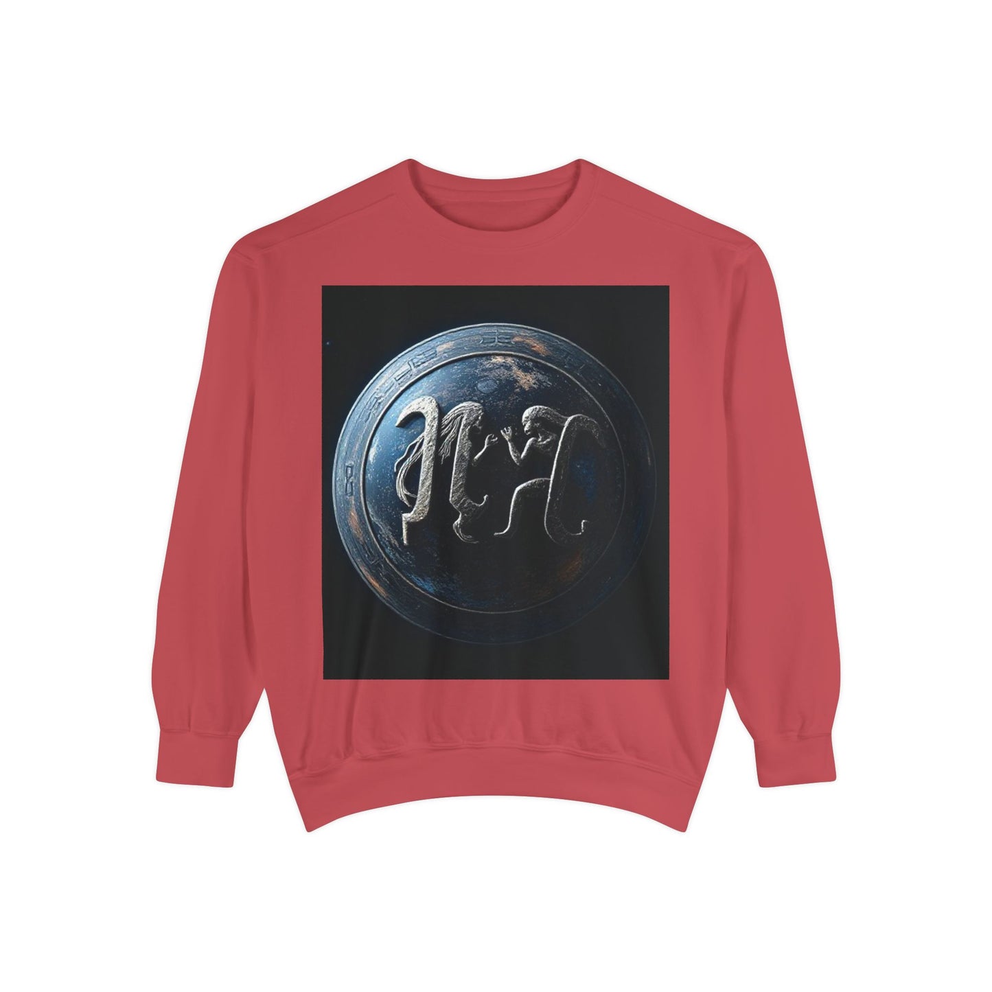 Garment-Dyed Sweatshirt, Unisex, Space Symbol Design, Gemini