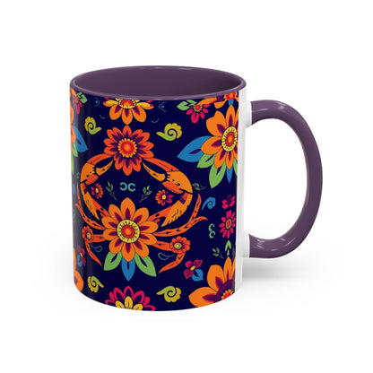 Accent Coffee Mug, Cancer, Zodiac, Flower Pattern, (11, 15oz)