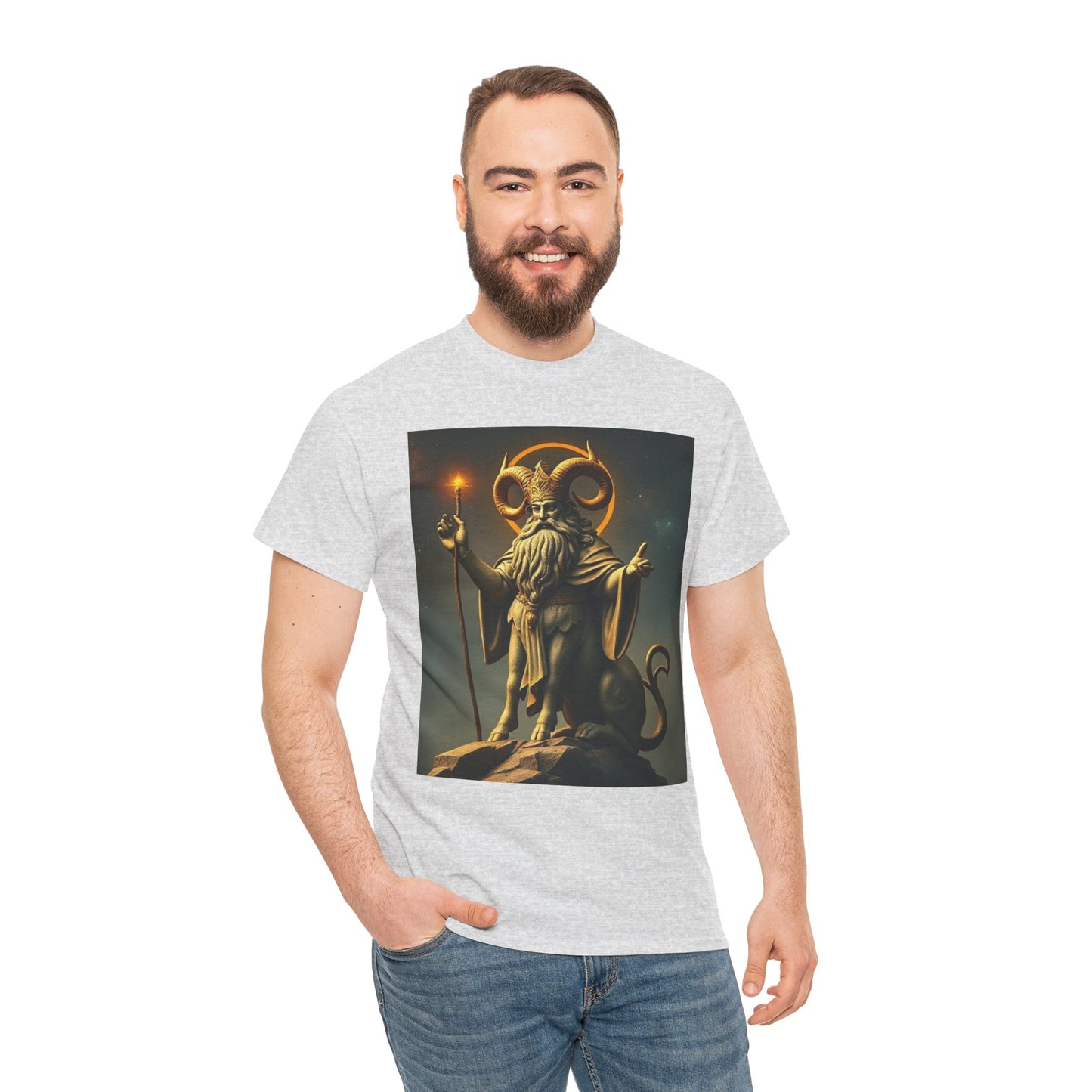 Unisex Heavy Cotton T-Shirt, Taurus God v1, Zodiac Design