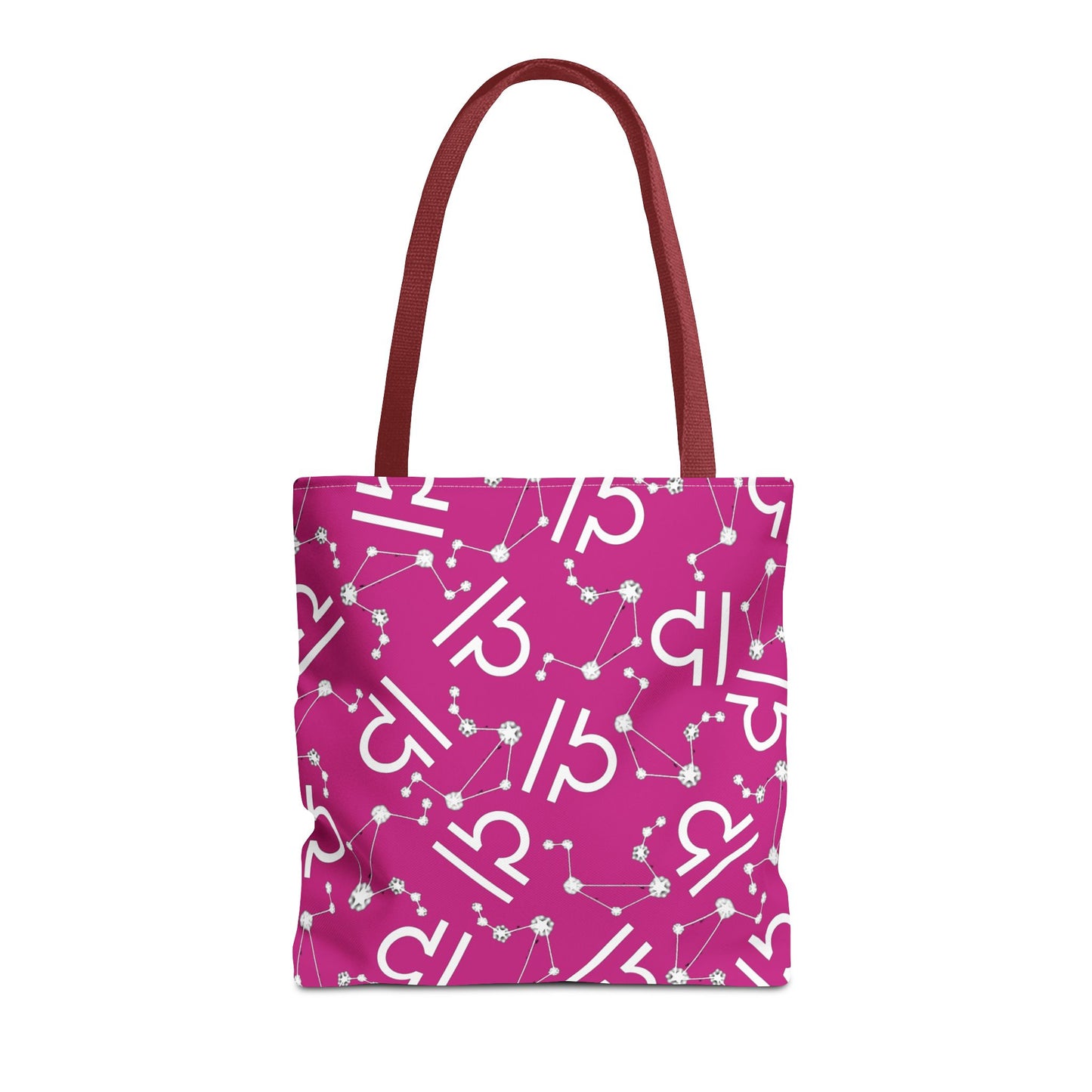 Tote Bag, Libra Zodiac Sign, AOP, (Pink, White)