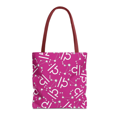 Tote Bag, Libra Zodiac Sign, AOP, (Pink, White)