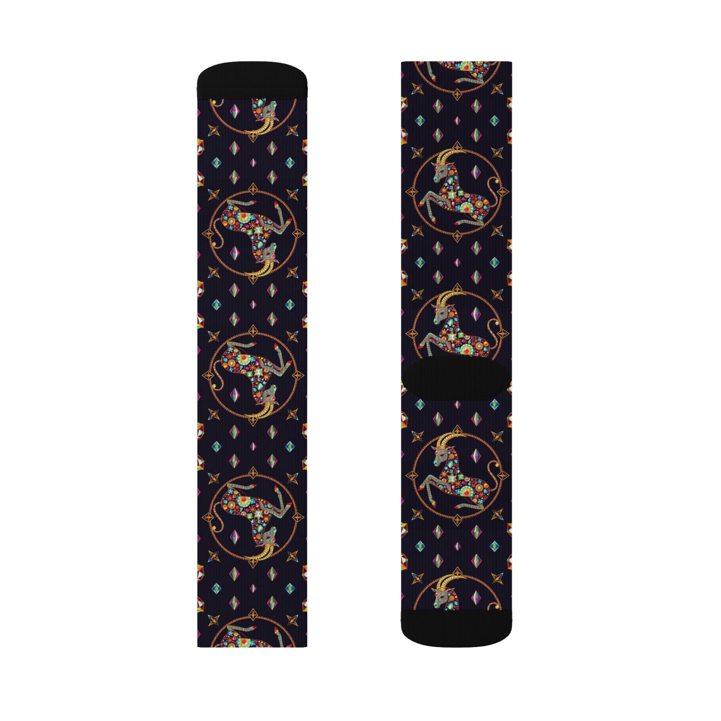 Sublimation Socks, Capricorn, Zodiac v4, Jewel Pattern