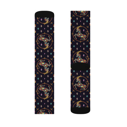 Sublimation Socks, Capricorn, Zodiac v4, Jewel Pattern