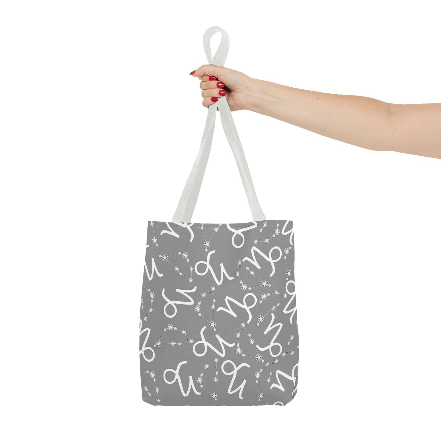 Tote Bag, Capricorn Zodiac Sign, AOP, (Grey, White)