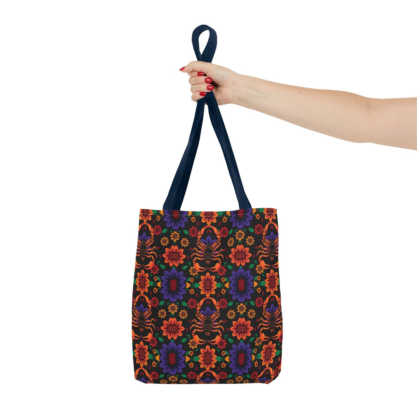 Tote Bag, (AOP), Scorpio, Zodiac v6, Flower Pattern