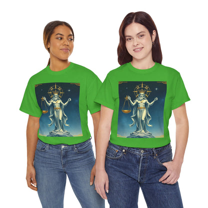 Unisex Heavy Cotton T-Shirt, Space, Libra God, Zodiac Design